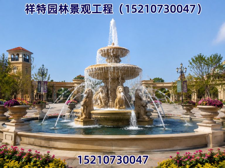 唐县人工湖喷泉展示图